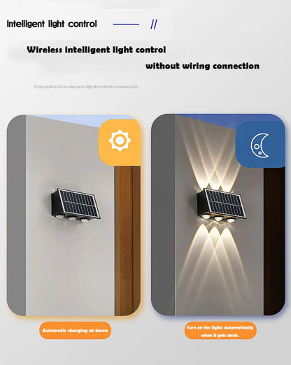 Outdoor Waterproof Wall Light Decorative Wall Lamp LED Solar Wall Lamp Up and Down Illuminate Home Garden Yard Decotration G6