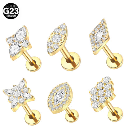 1PC Titanium Zircon Stud Earring Women Exquisite Ear Stud Cartilage Tragus Daith Helix Labret Piercing Body Jewelry