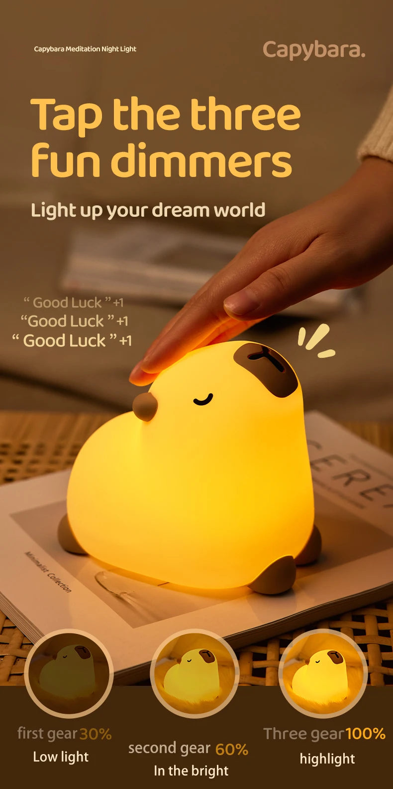 Cute Silicone Capybara Night Light Children&