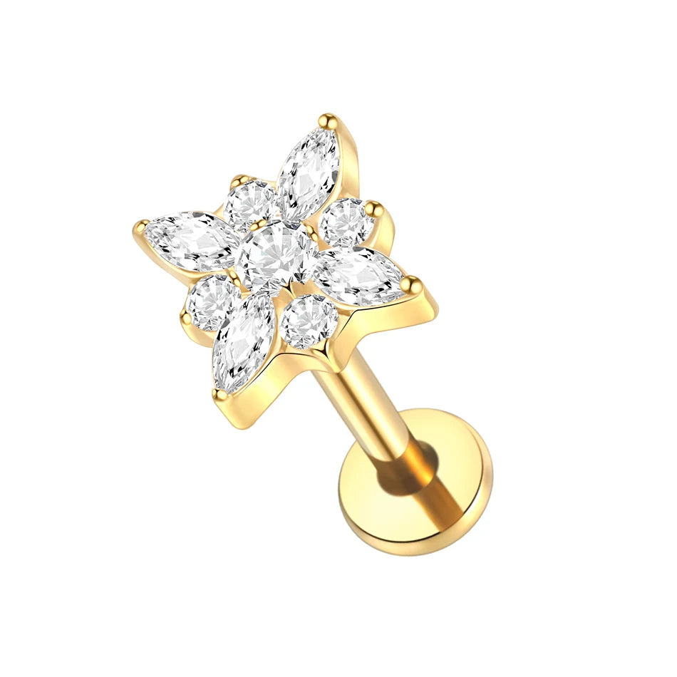 1PC Titanium Zircon Stud Earring Women Exquisite Ear Stud Cartilage Tragus Daith Helix Labret Piercing Body Jewelry