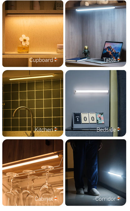 LED Cabinet Light 15/21/30CM Kitchen Wireless Dimming USB Rechargeable Motion/Hand-sweep Sensor Bedroom Wardrobe Night Lamp