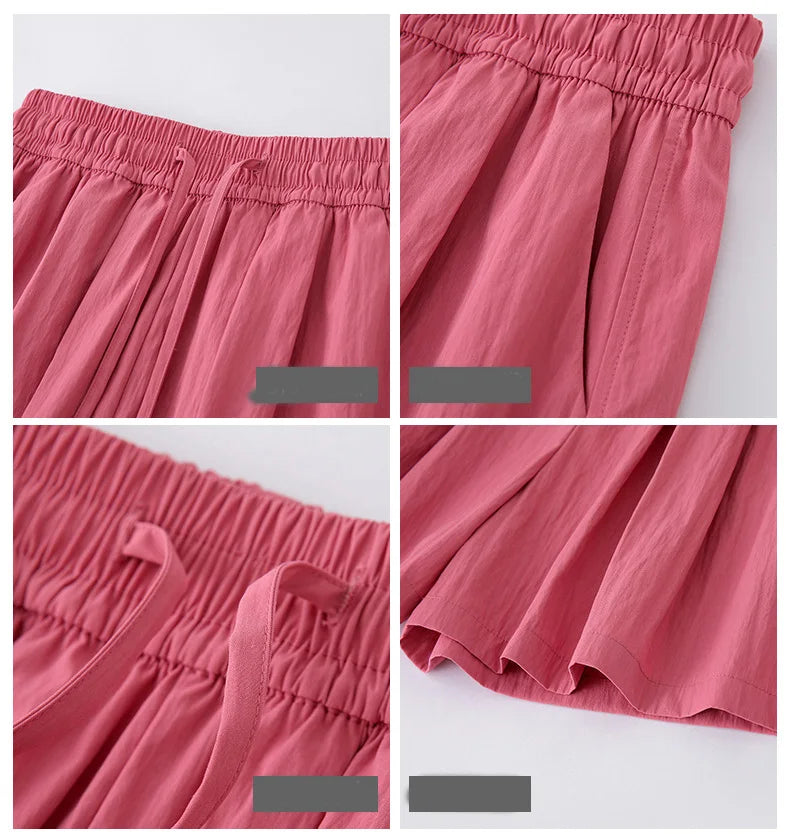 Summer Women Shorts Casual Solid Two Pockets Elastic Waist Shorts high Waist Loose Shorts For Girls Soft Female Beach Shorts