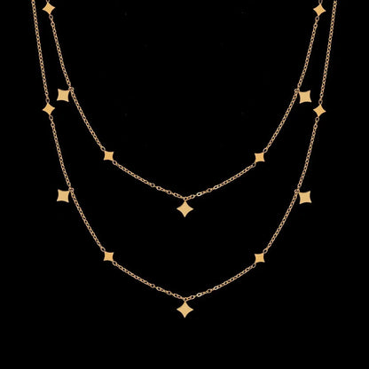Minimalist Cute Tiny Heart Stars Stacked Choker Necklace Stainless Steel Gold Plated Chain Ladies Women Fashion Delicate Gift