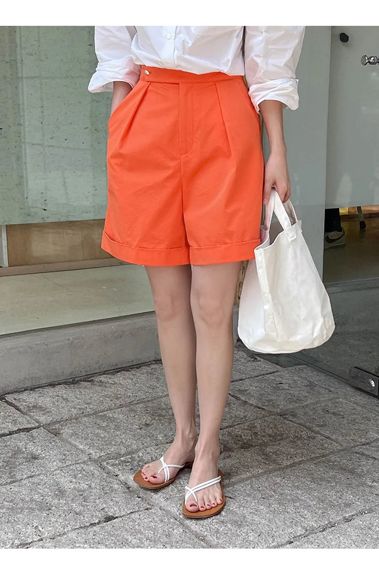 Summer High-Waisted Loose Shorts for Women Casual Solid Color plus Size Wide Waist Elastic Comfortable Fit