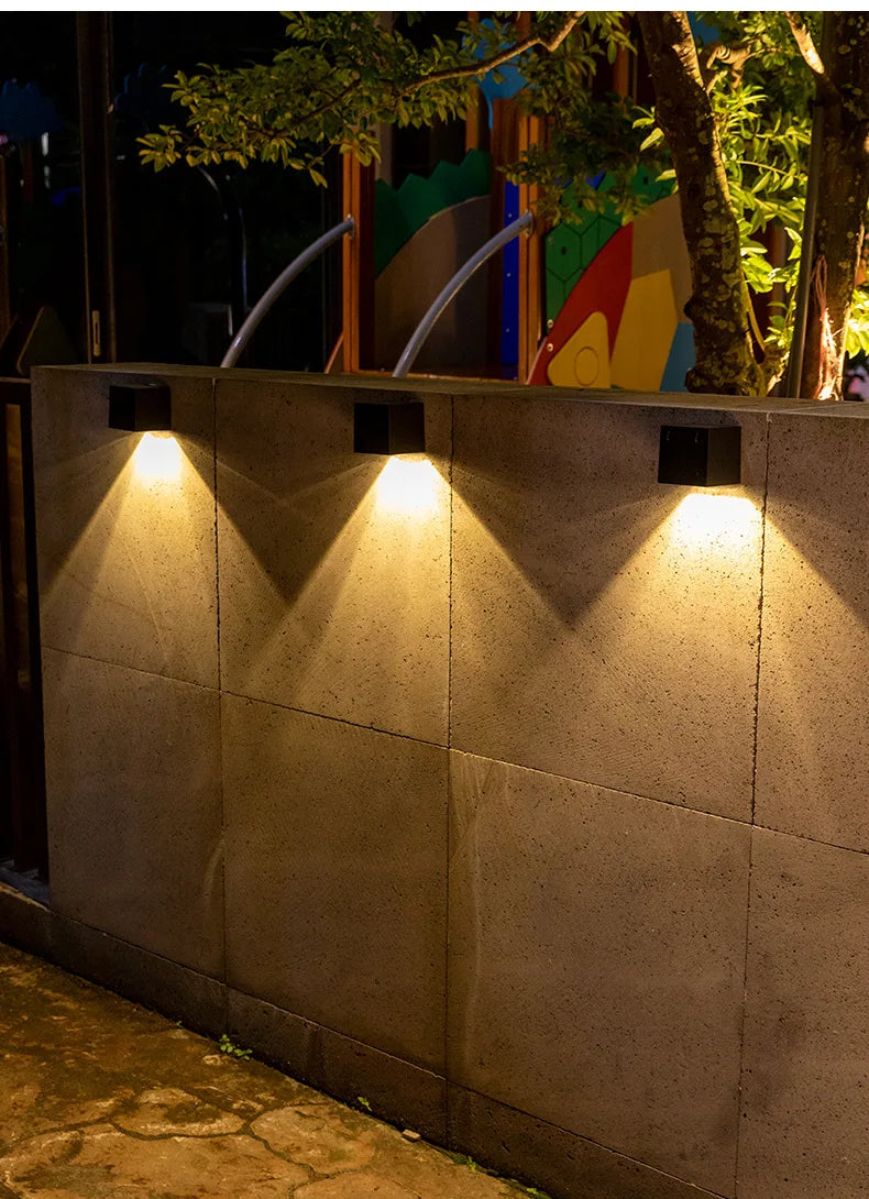 LED Solar Light Outdoor Garden Square Wall Lamp Outdoor Courtyard Garden Fence Lighting Wall Decoration Lamp