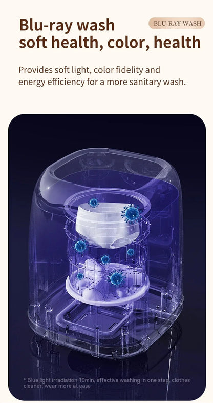 9L Portable Washing Machine Large Capacity Clothes Spin Dryer Bucket Travel Underwear Socks Ultrasonic Mini Washer