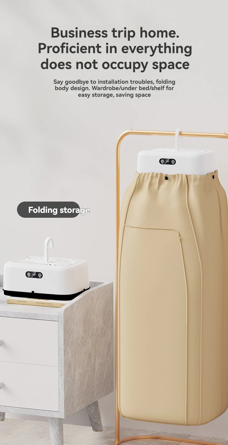 New Mini Portable Dryer Foldable Electric Dryer Intelligent Timed Fast Drying Household Cabinet with Drying Bag Compact Travel