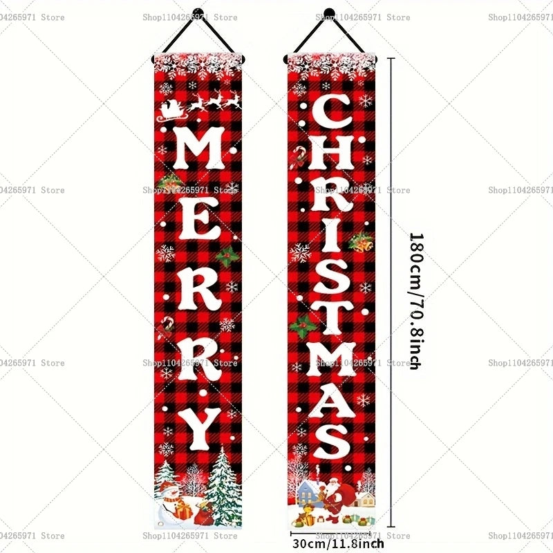 Christmas Door Decoration 2025 Merry Christmas Banner Decor for Home Hanging Xmas Ornament Navidad Happy New Year Gift 2026
