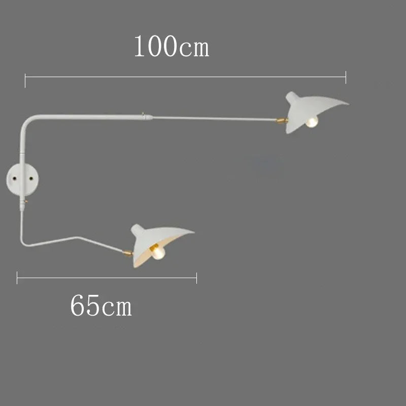 French Design Wall Sconce Lamp Long Arm Led Light with Angle Adjustable for Living Room Bedroom