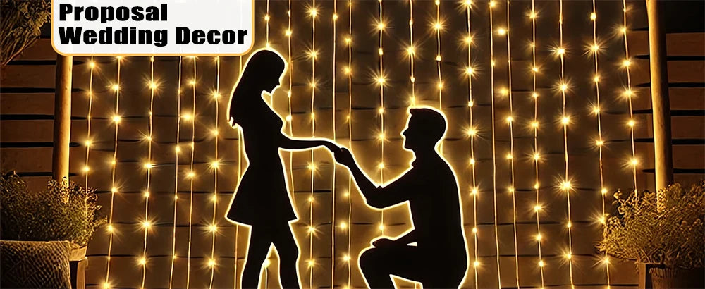 Outdoor Solar Curtain Light 3x3M 300Leds Holiday Decorations Garland 8 Modes Halloween Christmas Party Decor String Lights