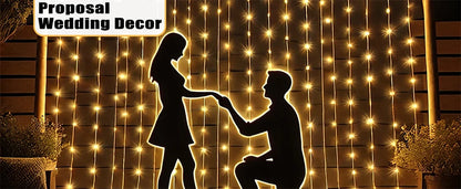 Outdoor Solar Curtain Light 3x3M 300Leds Holiday Decorations Garland 8 Modes Halloween Christmas Party Decor String Lights