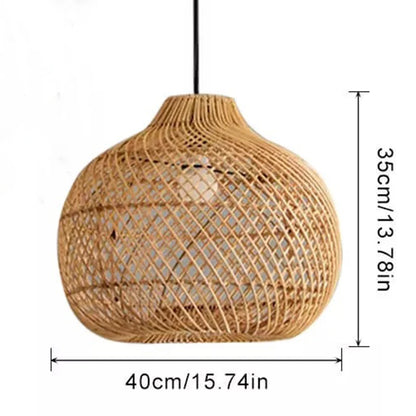 Rattan Pendant Lights Retro Hand-woven Hanging Basket chinese lantern for Dining Room Lights Bedroom Loft kitchen island lights