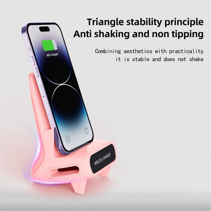15W Fast Wireless Charger Stand Pad Desktop For PHONE Holder Bracket Charging Station Dock Mount For Mobile White-AB01