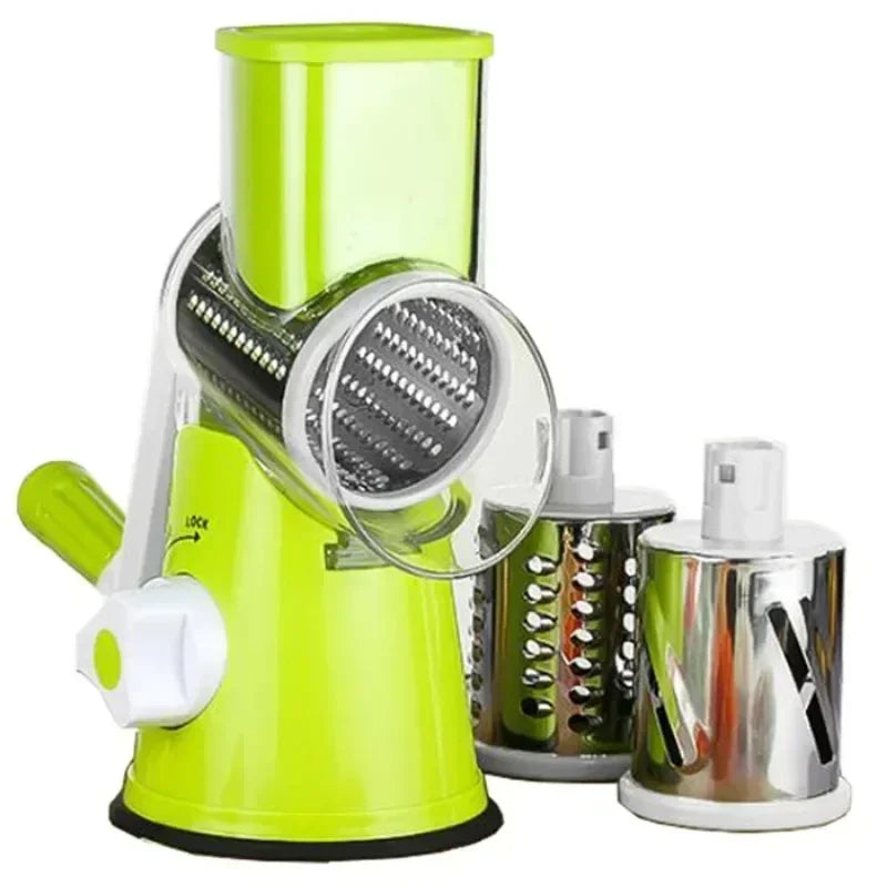 Vegetable Cutter &amp; Slicer Manual Kitchen Cheese Chopper Machine With 3 Sharp Drums Multifunctional Garlic Potato Shredder