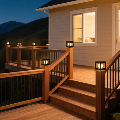 2LED Outdoor Solar Lawn Light, Waterproof Column Head Lights, Capital Lamp, for Courtyards, Lawns, Walkways, Garden, Camping Dec