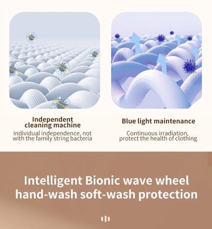 9L Portable Washing Machine Large Capacity Clothes Spin Dryer Bucket Travel Underwear Socks Ultrasonic Mini Washer