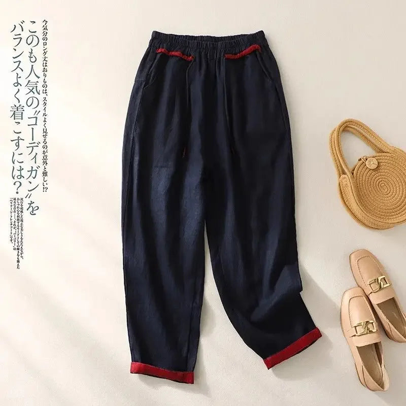 Loose Harem Pants Casual Versatile Fashion Cotton Linen Women&