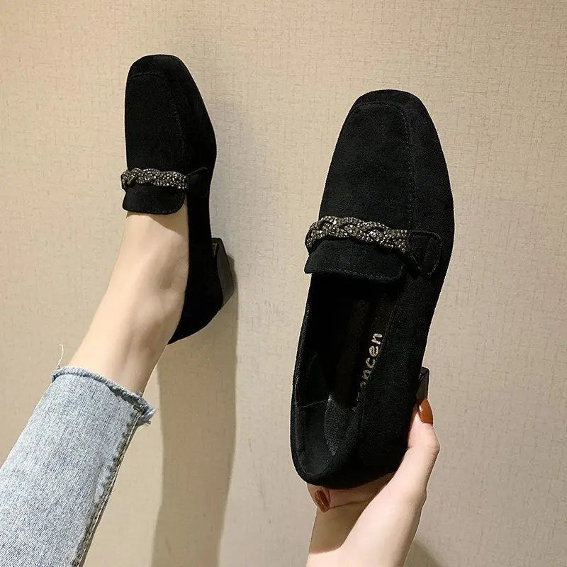 Ladies Shoes Black with Crystals Women Footwear Loafers Diamond Rhinestone Rock Korean Trends 2024 New Daily Routine Light Cheap
