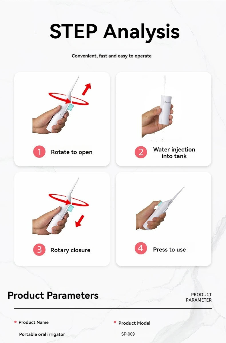 “AquaSmile Irrigator – Portable &amp; Powerful”