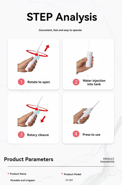 “AquaSmile Irrigator – Portable &amp; Powerful”