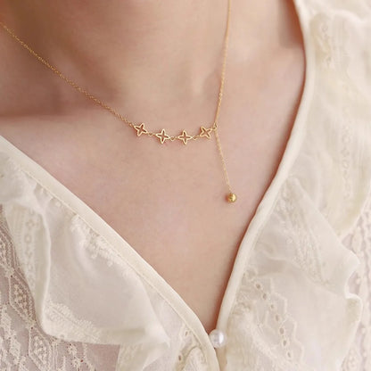 Minimalist Cute Tiny Heart Stars Stacked Choker Necklace Stainless Steel Gold Plated Chain Ladies Women Fashion Delicate Gift