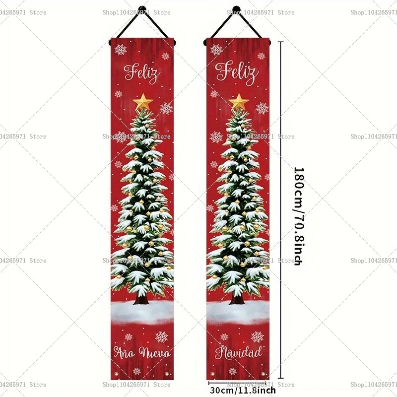 Christmas Door Decoration 2025 Merry Christmas Banner Decor for Home Hanging Xmas Ornament Navidad Happy New Year Gift 2026
