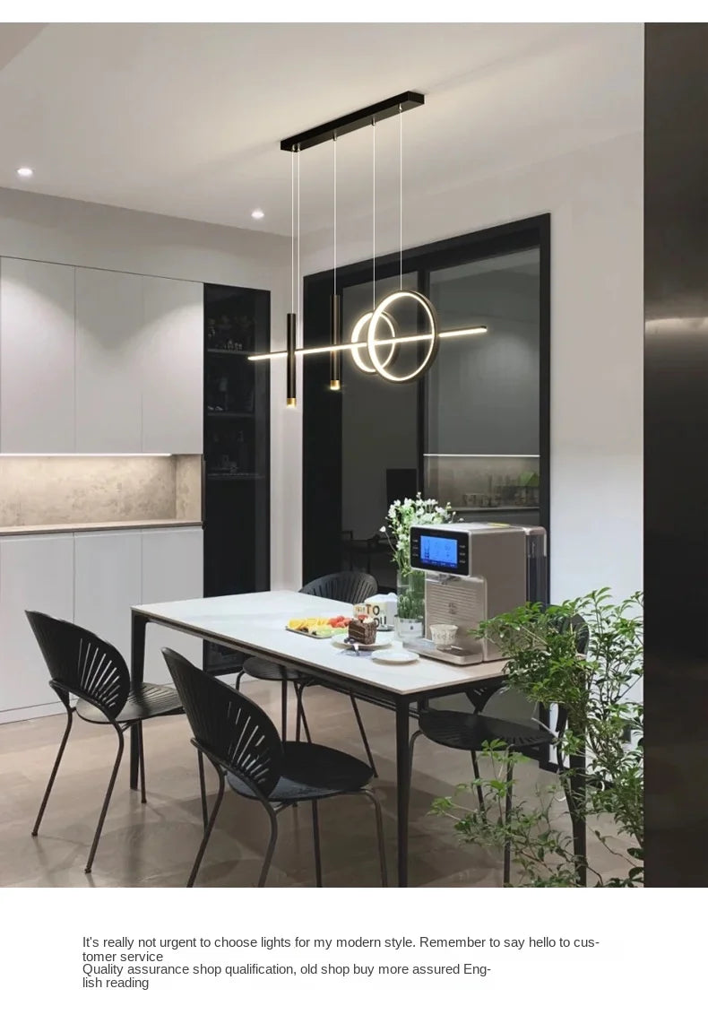 LED Modern Ceiling Chandeliers For Dining Room Table Pendant Lighting Lustre Lamps For Living Bar Minimalist Strip Lighting