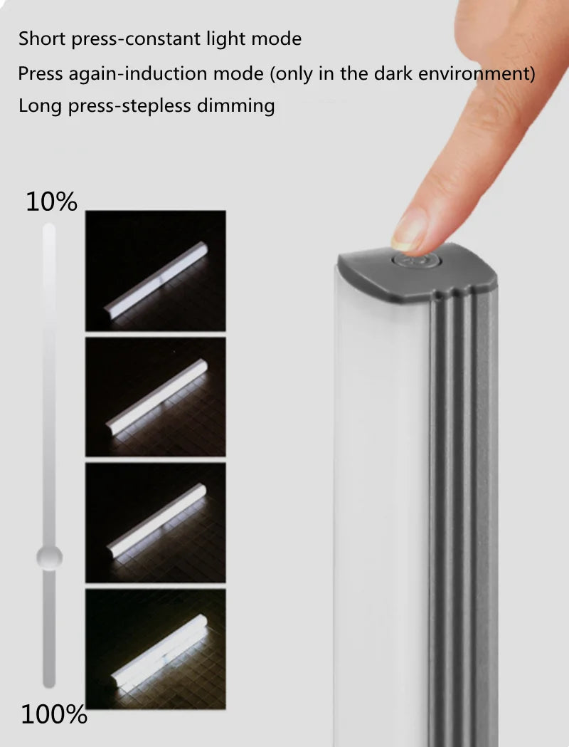 LED Cabinet Light 15/21/30CM Kitchen Wireless Dimming USB Rechargeable Motion/Hand-sweep Sensor Bedroom Wardrobe Night Lamp