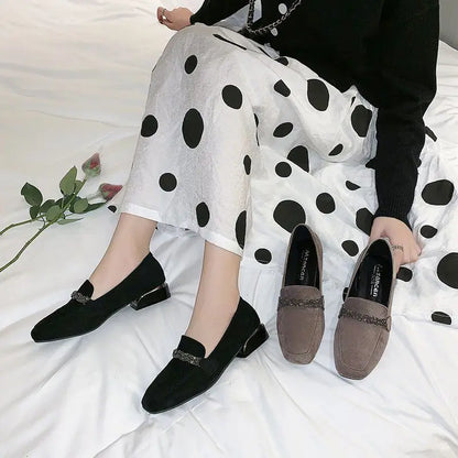 Ladies Shoes Black with Crystals Women Footwear Loafers Diamond Rhinestone Rock Korean Trends 2024 New Daily Routine Light Cheap