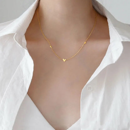Minimalist Cute Tiny Heart Stars Stacked Choker Necklace Stainless Steel Gold Plated Chain Ladies Women Fashion Delicate Gift