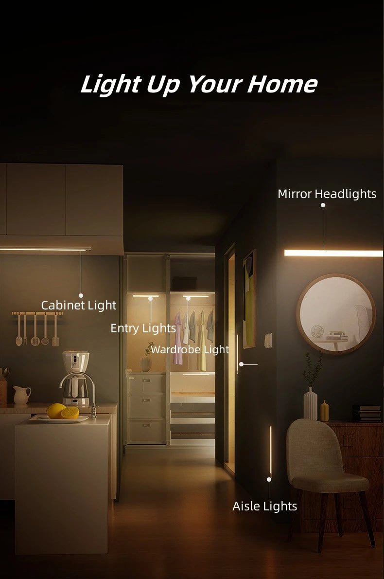 LED Cabinet Light 15/21/30CM Kitchen Wireless Dimming USB Rechargeable Motion/Hand-sweep Sensor Bedroom Wardrobe Night Lamp