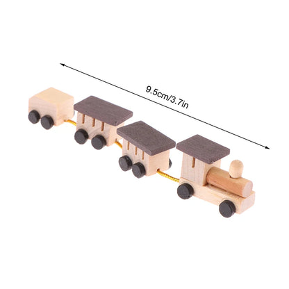 Christmas Wood Train Dollhouse Miniature Kid Pretend Play Toy Mini Scenery Xmas Table Top Ornament Party Decor Navidad Gift