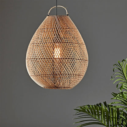 Rattan Pendant Lights Retro Hand-woven Hanging Basket chinese lantern for Dining Room Lights Bedroom Loft kitchen island lights