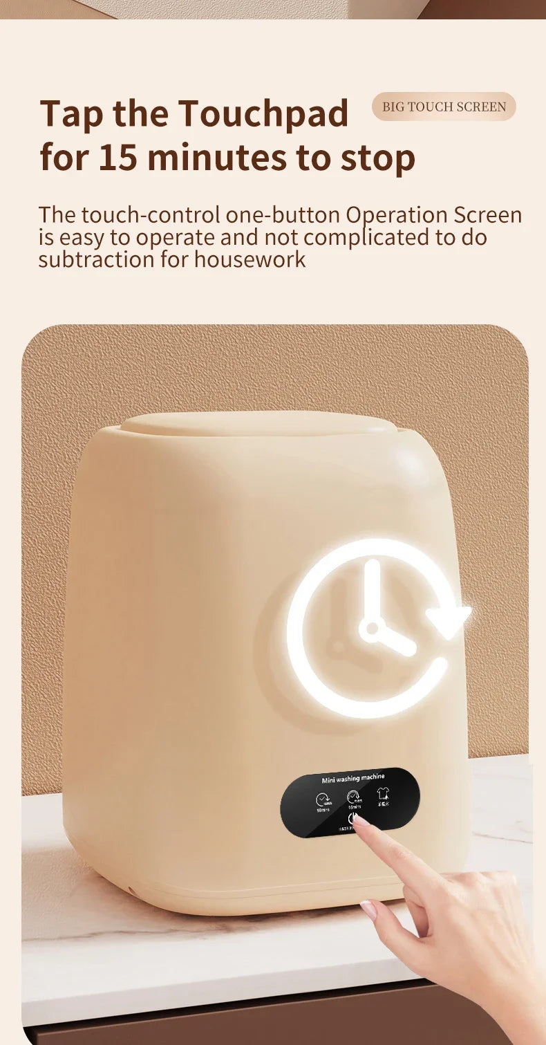 9L Portable Washing Machine Large Capacity Clothes Spin Dryer Bucket Travel Underwear Socks Ultrasonic Mini Washer