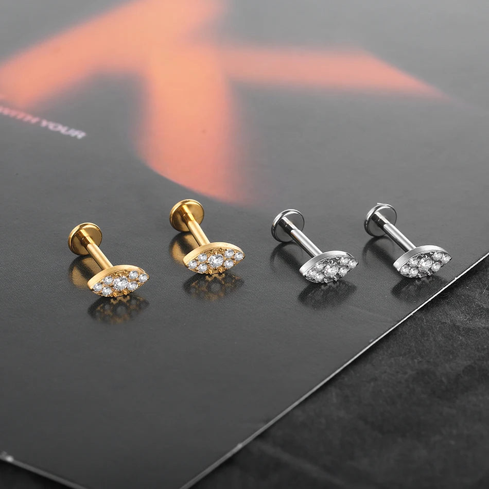 1PC Titanium Zircon Stud Earring Women Exquisite Ear Stud Cartilage Tragus Daith Helix Labret Piercing Body Jewelry