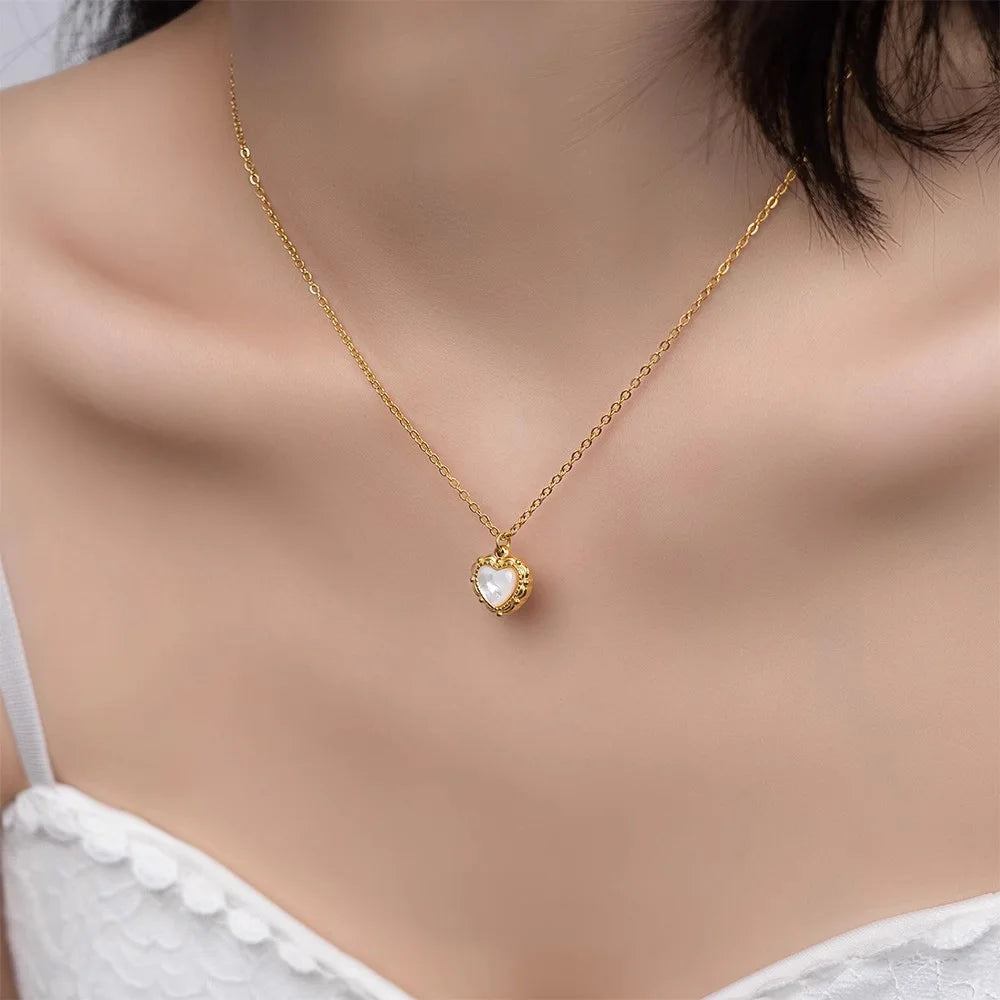 Minimalist Cute Tiny Heart Stars Stacked Choker Necklace Stainless Steel Gold Plated Chain Ladies Women Fashion Delicate Gift
