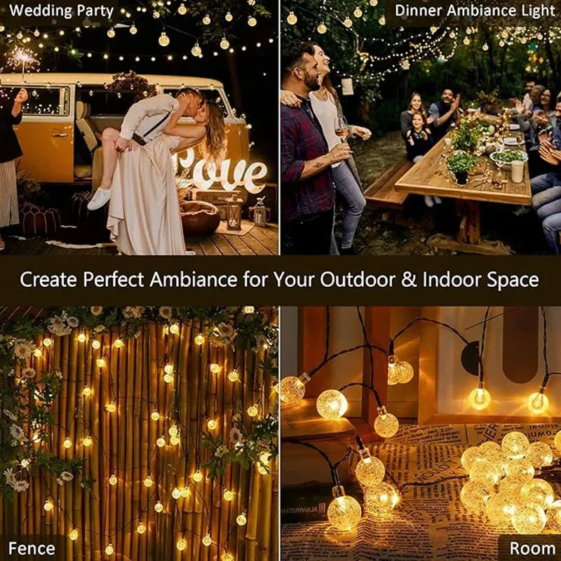 20/50/100 LED Solar Lights String Fairy Crystal Ball Lamp Waterproof Solar Patio Light 8 Mode Christmas Decor For Outdoor Garden