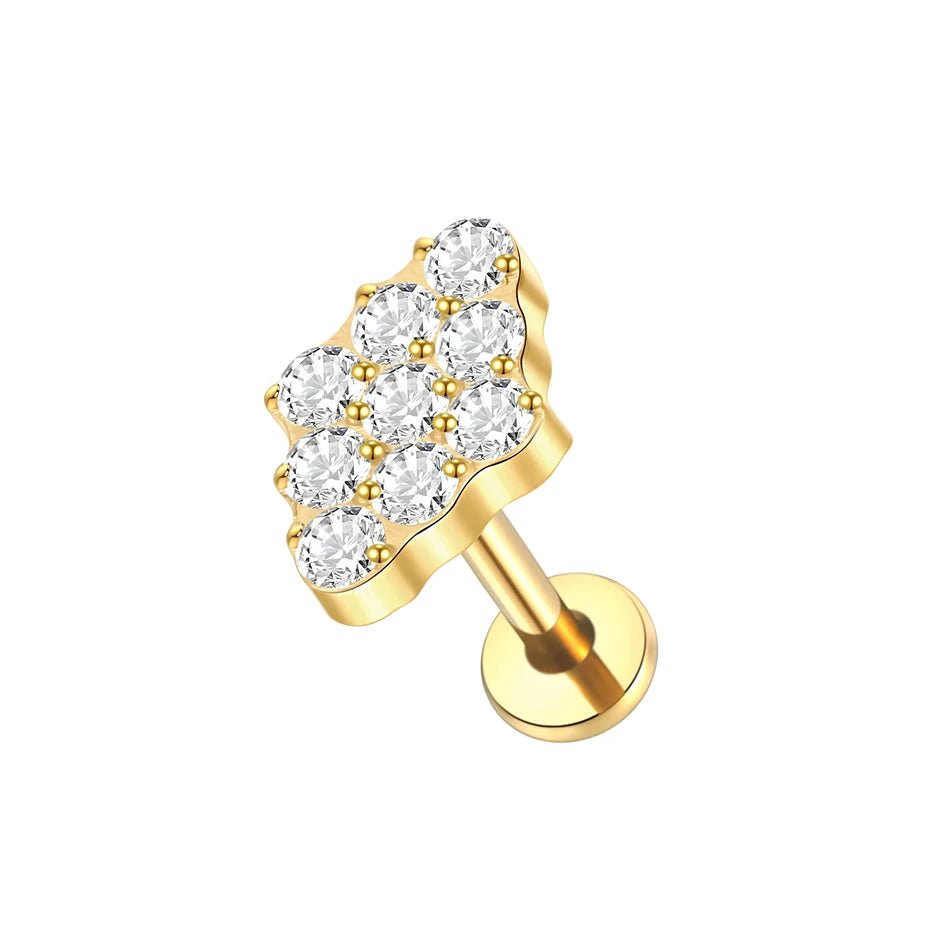 1PC Titanium Zircon Stud Earring Women Exquisite Ear Stud Cartilage Tragus Daith Helix Labret Piercing Body Jewelry