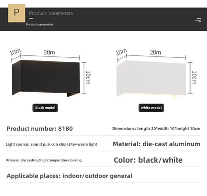 Aluminum LED Wall Lamp Outdoor Waterproof IP65 Interior Wall Light 12W24W Porch Garden Lights Living Room Street Stairs Lighting