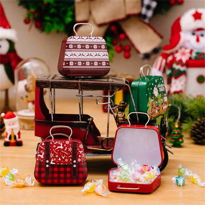 Christmas Decoration 2024  Metal Box Handbag Shape Tin Jar Jewelry Storage Case Kids Gift Can Storage Boxes Xms Party Decors